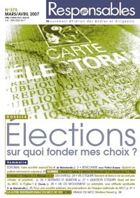 Mars/Avril 2007 - Elections, sur quoi fonder mes choix?